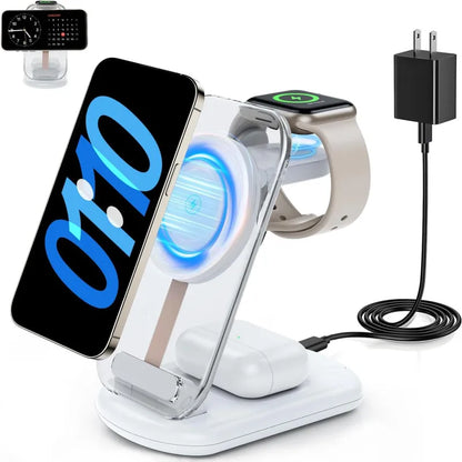 Transparent 3-in-1 Magnetic Wireless Charging Stand