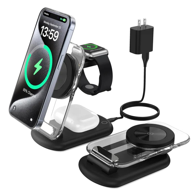 Transparent 3-in-1 Magnetic Wireless Charging Stand